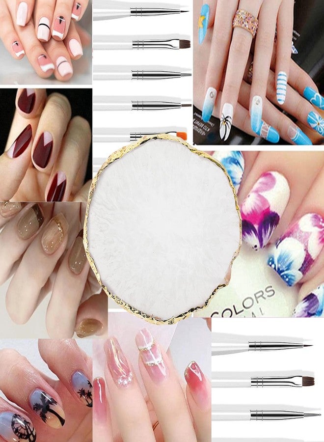 AUOCATTAIL 23 Piece Nail Art Tools Set Resin Nail Art Palette Nail Art Brush 2-way Acrylic Silicone Engraving Pen Dotting Pen Tools DIY Home Salon Makeup Display Board Nail Art Kit (White) - Image 2